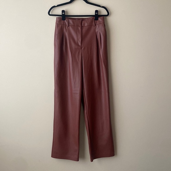 Revolve House of Harlow 1960 High Rise Faux Leather Straight Leg Trouser Pants 4 - Picture 2 of 10